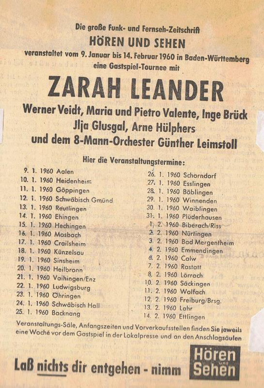 Leander.Zarah Tournee 1960