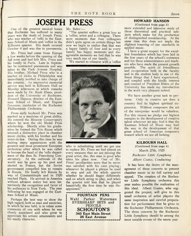 Press Joseph Nachruf The Note Book 1924