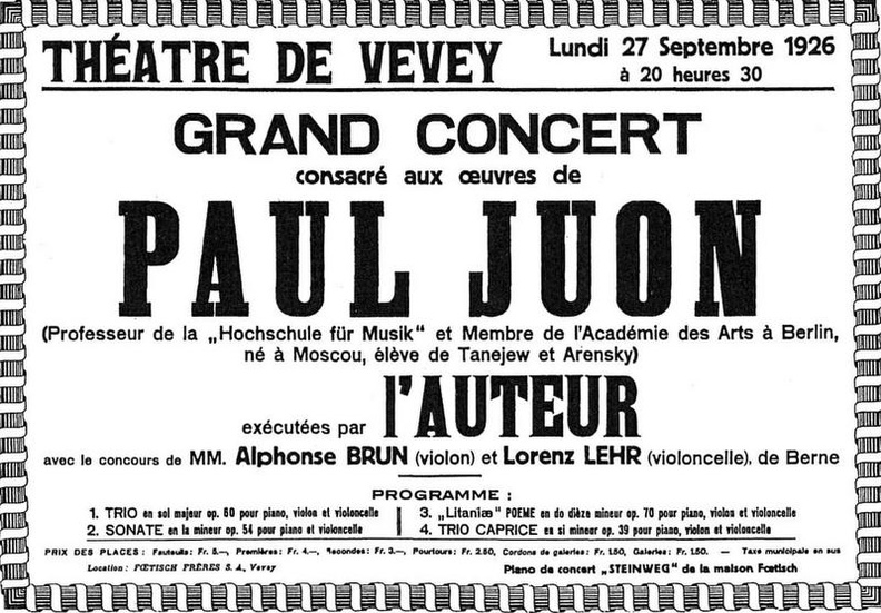 Juon Paul Konzertplakat 1926
