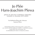 Plewa Hans Joachim 1923 2016 Todesanzeige