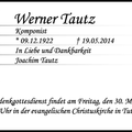 Tautz Werner 1922 2014 Traueranzeige