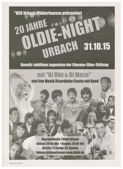 Plakat Oldie Night 2015 schwarz weiss