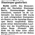 Abendroth Martin 1883 1977 Nachruf Neues Deutschland 28.12.1977 Seite 4