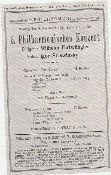 BPhO 08.12.1924 Furtwaengler Solist Strawinsky