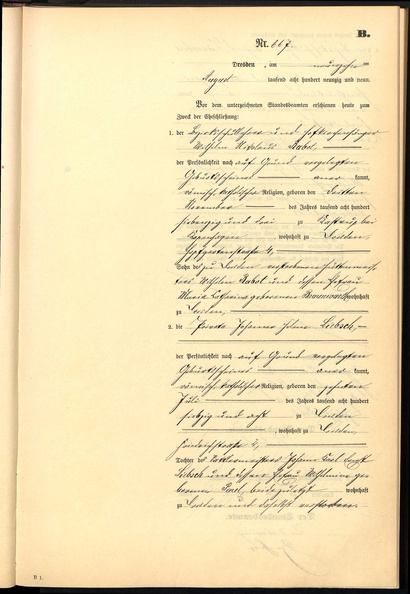 Rabot Wilhelm 1873 1947 Heiratsurkunde 1899 Seite 1.jpg