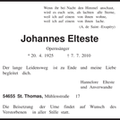 Elteste Johannes 1925 2010 Todesanzeige