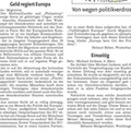 Leserbrief Geld regiert Europa