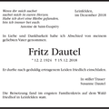 Dautel Fritz Todesanzeige 12.02.1924 15.12.2018
