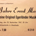 Mosch 10 Jahre Eintrittskarte 23.09.1967 Meschede