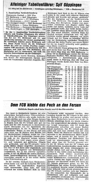 VfL Heidenheim FCTV Urbach 08.12.1968 Bericht