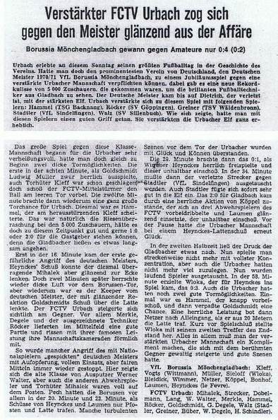 FCTV Urbach Borussia Moenchengladbach Jubilaeumsspiel Zeitungsbericht 14. Juni 1971.jpg