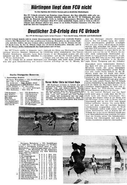 FCTV Urbach FV Nuertingen 21.09.1969 Bericht