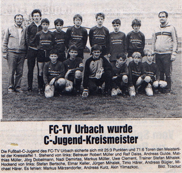 FCTV Urbach C-Jugend 1985