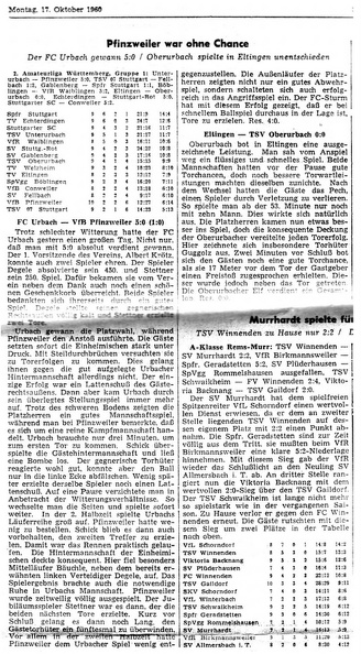 FCTV Urbach VfB Pfinzweiler 16.10.1960