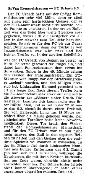 SpVgg Rommelshausen FCTV Urbach Saison 1967-68 13. Spieletag 19.11.1967