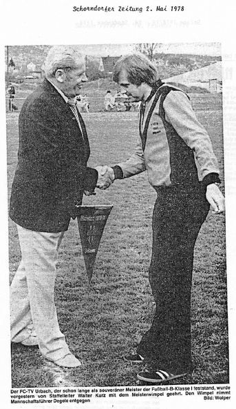Saison 1977-78 Meisterschaftswimpel von Staffelleiter Kurz an Guenther Degele am 30.04.1978.jpg