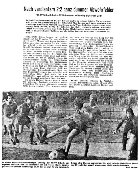 FCTV Urbach SV Rehnenhof Saison 1973_74 Vorbereitungsspiel 15.08.1973.jpg