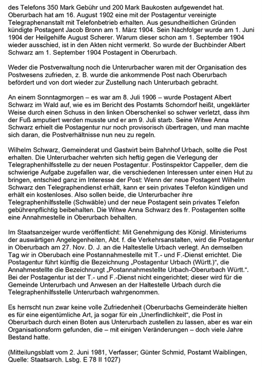 Urbacher Postgeschichte Seite 2
