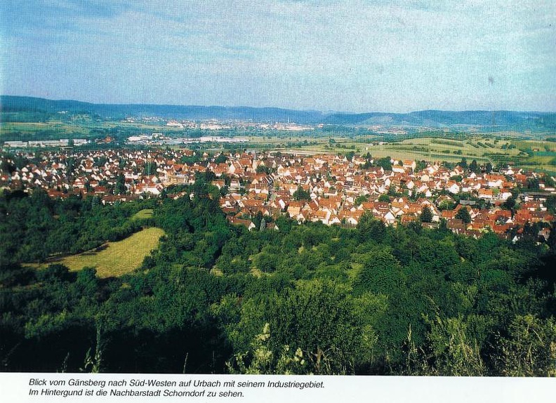 Urbach Blick vom Gaensberg auf Urbach Sued-West Quelle Gemneindearchiv