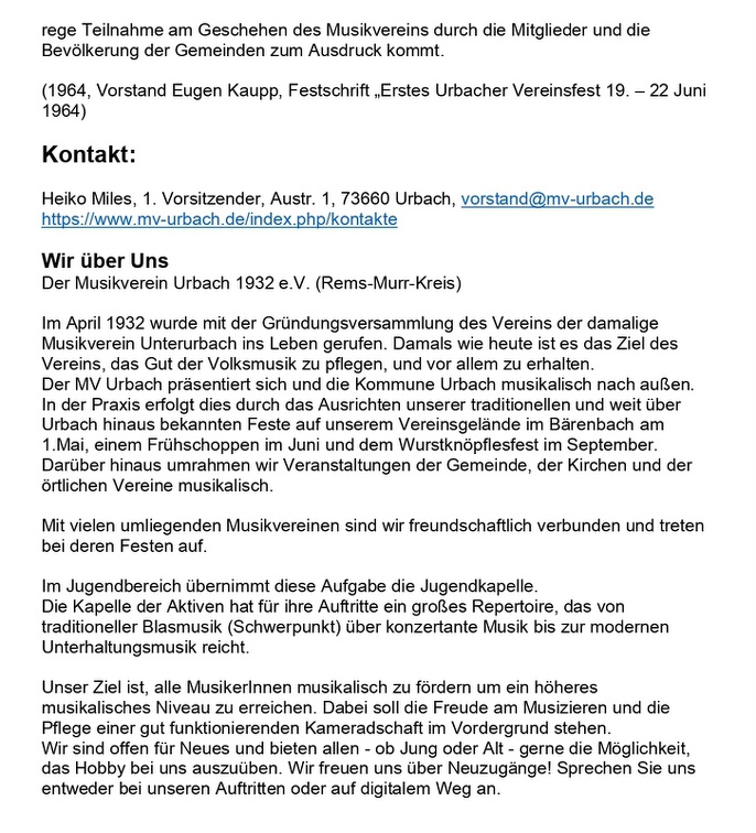 Musikverein Urbach e. V. Seite 2