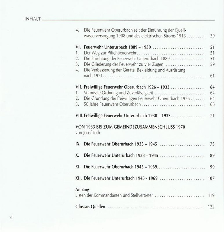 Feuerwehr Urbach Inhaltsverzeichni II Seite 4