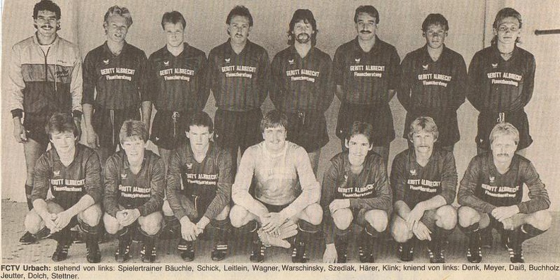 Meistermannschaft 1987 88 Zeitungsfoto