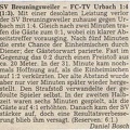 SV Breuningsweiler FCTV Urbach 06.09.1987 Zeitungsbericht
