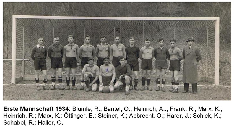 FCTV Urbach 1. Mannschaft  1934 mit Spielernamen