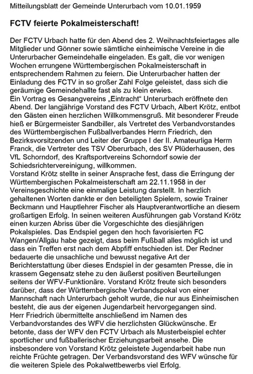 FCTV feiert Pokalmesiterschaft Mitteilungsblatt Seite 1