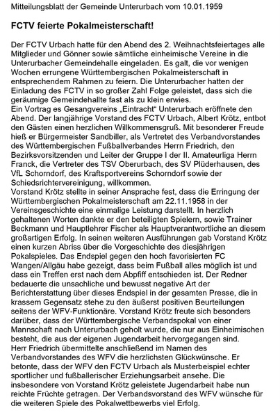 FCTV feiert Pokalmesiterschaft Mitteilungsblatt Seite 1