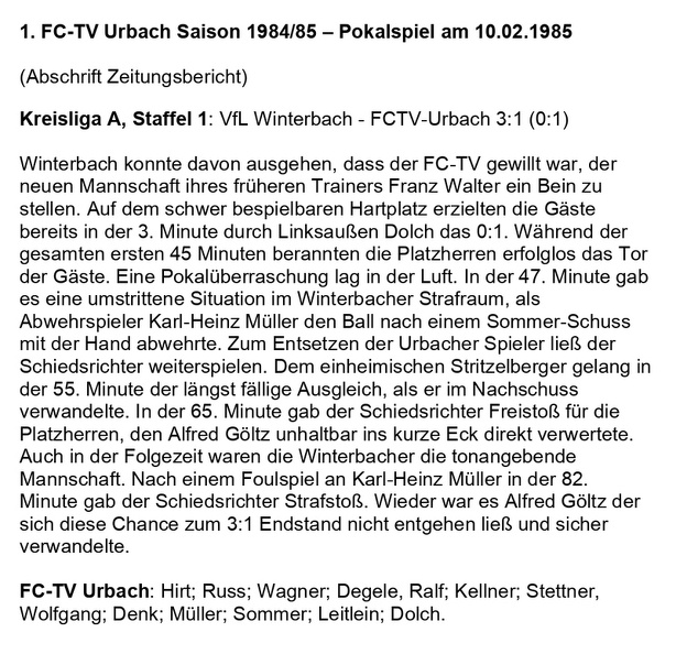 FCTV Urbach Saison 1984_85  VfL Winterbach FCTV Urbach Bezirkspokaspiel am 10.02.1985.jpg