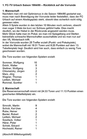 FCTV Urbach Saison 1984_85 FCTV Urbach Saison 1984_85 Rueckblick auf die Vorrunde.jpg