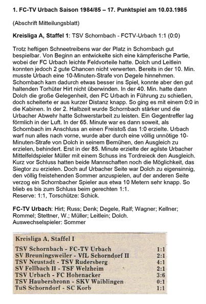 FCTV Urbach Saison 1984_85 TSV Schornbach FCTV Urbach 17. Spieltag am 10.03.1985.jpg