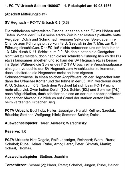 FCTV Urbach Saison 1986_87 1. Pokalspiel SV Hegnoch FCTV Urbch 10.08.1986.jpg