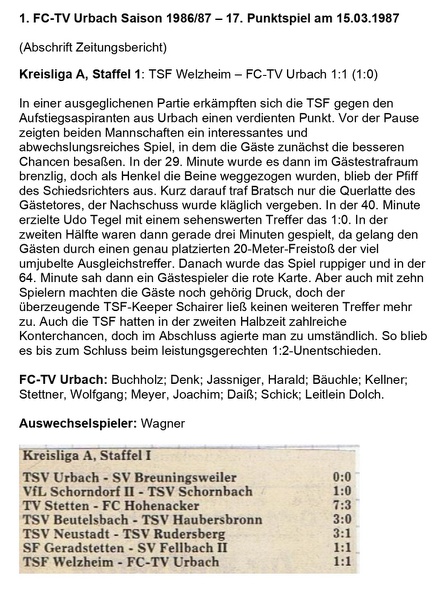FCTV Urbach Saison 1986_87 TSF Welzheim FCTV Urbach 18. Punktspiel am 20.03.1987.jpg
