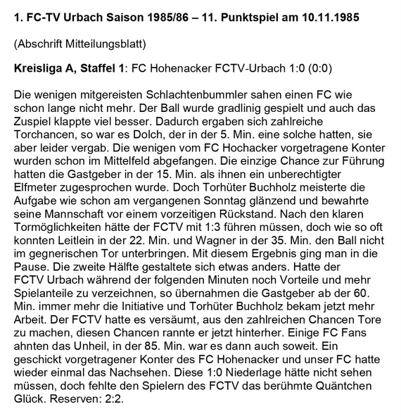 FCTV Urbach Saison 1985_86 FC Hohenacker FCTV Urbach 11. Spieltag am 10.11.1985.jpg