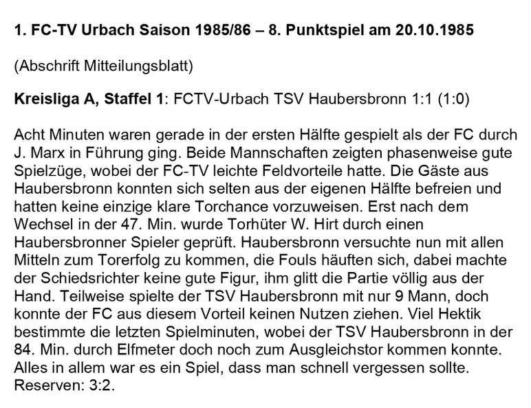 FCTV Urbach Saison 1985_86 FCTV Urbach TSV Haubersbronn  8. Spieltag am 20.10.1985.jpg