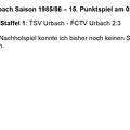 FCTV Urbach Saison 1985 86 TSV Urbach FCTV Urbach 15. Spieltag am 02.02.1986