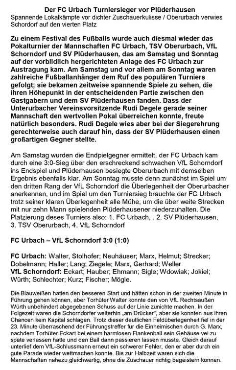 TSV Urbach Nachbarschaftsjubilaeumstturnier 26.06. 27.06.1965 Seite 1