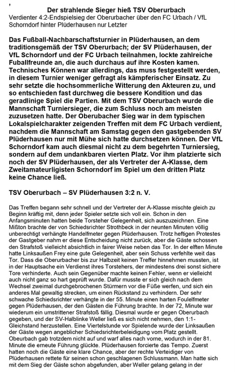 TSV Urbach Nachbarschaftsturnier 27.06. 28.06.1964 Seite 1