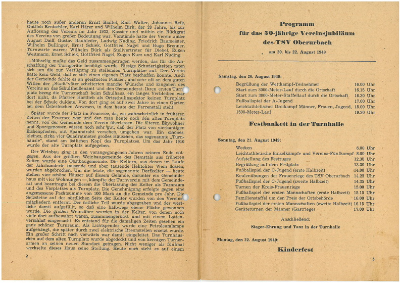TSV Urbach Festschrift 50 Jahre 1949 Seite 2 und Seite 3.jpg