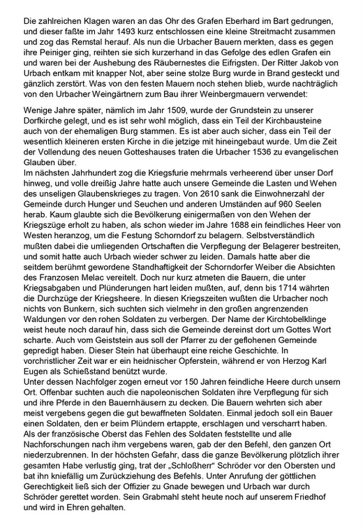 TSV Urbach Festschrift zum 50-jaehrigen Jubllaeum 1949 Geschichtliches aus Urbach Seite 2
