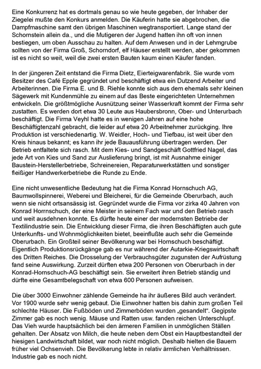 TSV Urbach Festschrift zum 50-jaehrigen Jubllaeum 1949 Landwirtschaftliche und industrielle Entwicklung Oberurbachs Seite 2