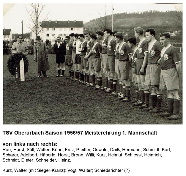 TSV Oberurbach Saison 1956 1957 Meisterehrung 1. Mannschaft.jpg