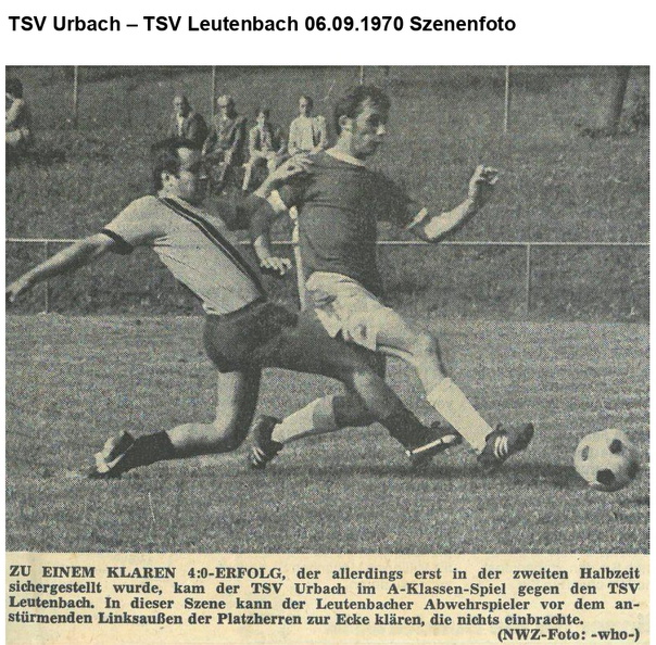 TSV Urbach Saison 1970 1971 TSV Urbach TSV Leutenbach 06.09.1970 Seite 2
