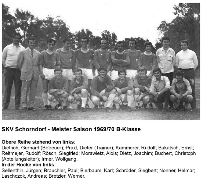 SKV Schorndorf Saison 1969 70 B-Klasse Meistermannschaft mit Namen