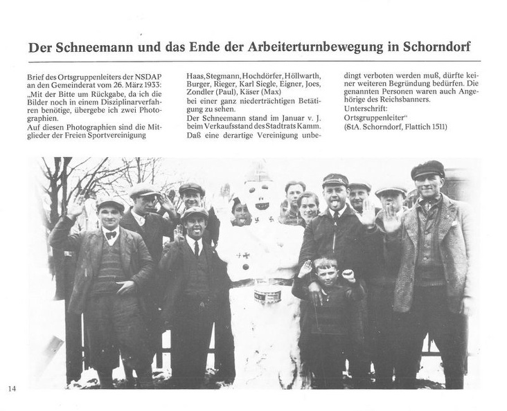 Sport in Schorndorf Der Schneemann und das Ende der Arbeiterturnbewegung  Seite 14