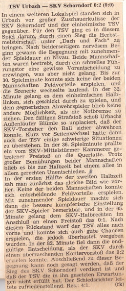 SKV Schorndorf Saison 1970_71 TSV Urbach SKV Schorndorf 06.12.1971 Original 14. Spieltag Spielbericht.jpg