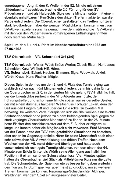 Nachbarschaftsturnier beim FCTV Urbach am 26.06.-27.06.1965 Seite 3