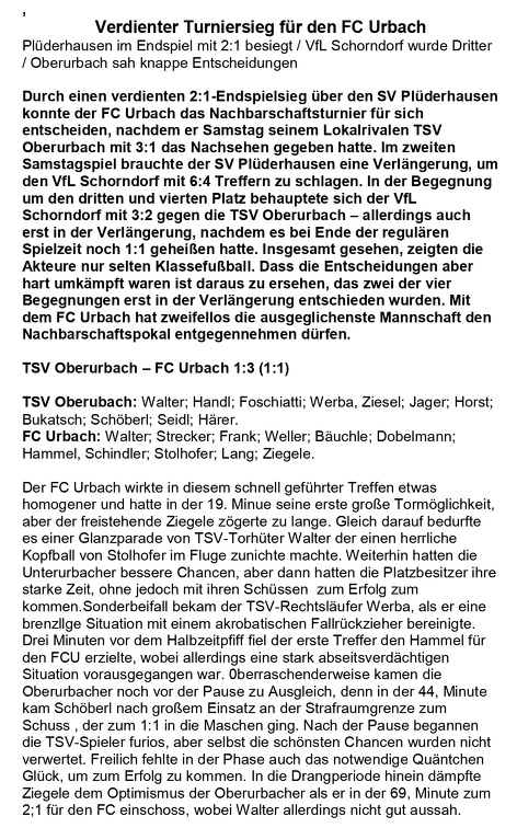 Nachbarschaftsturnier beim TSV Oberurbach 10.06.-11.06.1967 Seite 1
